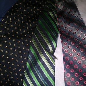 Men's Designer Tie Bundle W/Silver Tie Clip